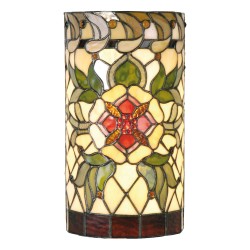 Lumilamp Applique murale Tiffany 20x11x36 cm Vert Rouge Verre Rose