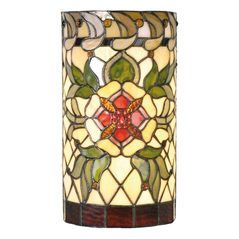 Lumilamp Lampada da parete Tiffany 20x11x36 cm Verde Rosso Vetro Rosa