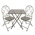 Clayre & Eef Bistroset Bistrotafel Bistrostoel 3-delig 60x60x70 / 50x40x93 cm Groen Metaal