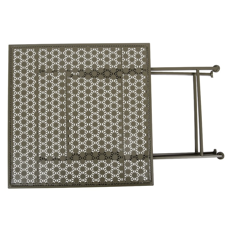 Clayre & Eef Bistroset Bistrotafel Bistrostoel 3-delig 60x60x70 / 50x40x93 cm Groen Metaal