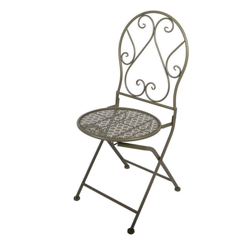 Clayre & Eef Bistroset Bistrotafel Bistrostoel 3-delig 60x60x70 / 50x40x93 cm Groen Metaal