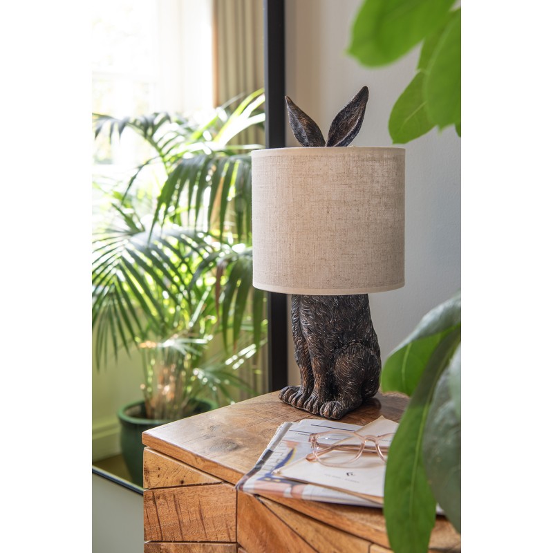 Clayre & Eef Tafellamp Konijn Ø 20x45 cm Bruin Beige Polyresin