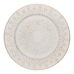 Clayre & Eef Sous-assiette Ø 33 cm Blanc Couleur or Plastique