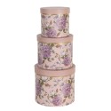 Clayre & Eef Hoedendoos Set van 3 Ø 20x17 / Ø 17x15 / Ø 14x13 cm Roze Karton Bloemen