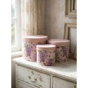 Clayre & Eef Hoedendoos Set van 3 Ø 20x17 / Ø 17x15 / Ø 14x13 cm Roze Karton Bloemen