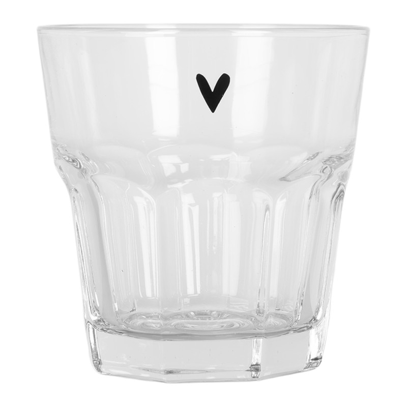 Clayre & Eef Verre d'eau Ø 8x8 cm / 200 ml Transparent Verre Coeur