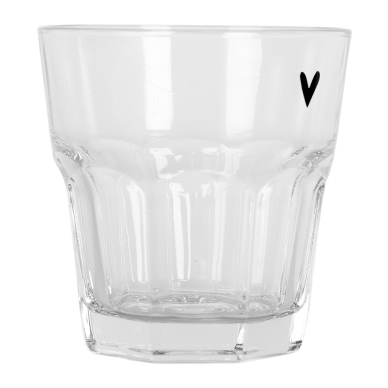 Clayre & Eef Verre d'eau Ø 8x8 cm / 200 ml Transparent Verre Coeur