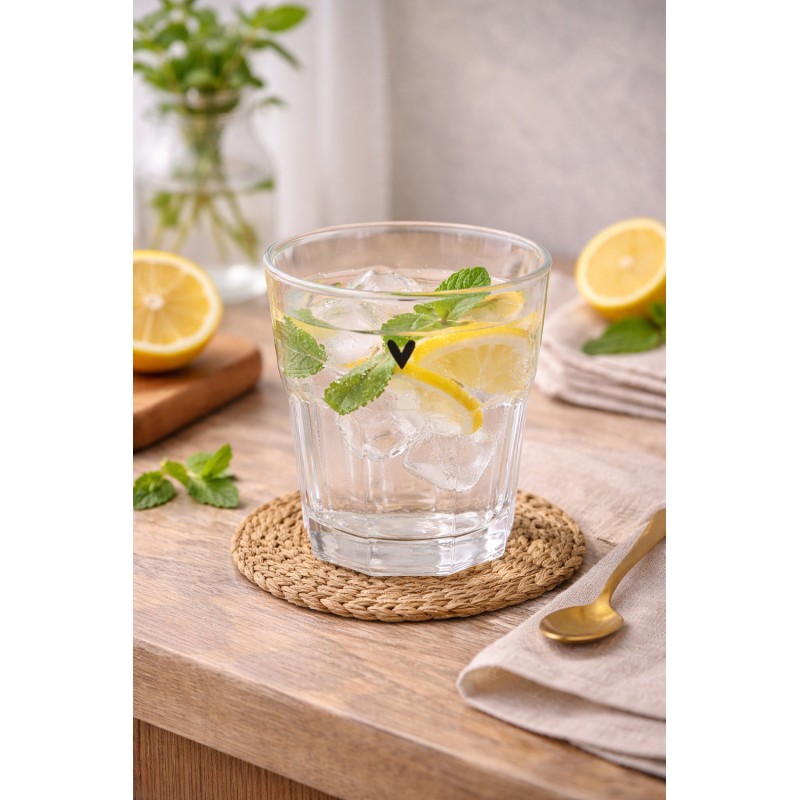 Clayre & Eef Verre d'eau Ø 8x8 cm / 200 ml Transparent Verre Coeur
