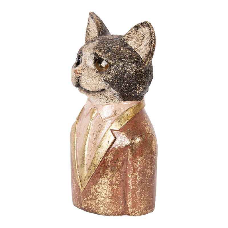 Clayre & Eef Statuetta decorativa Gatto 23 cm Marrone Plastica