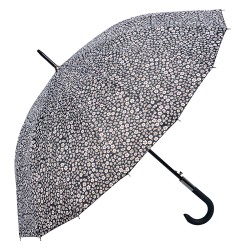 Clayre & Eef Ombrello per adulti 90 cm Nero Poliestere Fiori