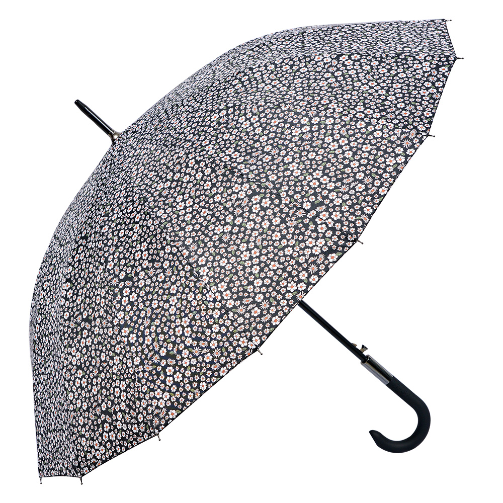 Clayre & Eef Paraplu Volwassenen 90 cm Zwart Polyester Bloemen afbeelding 1