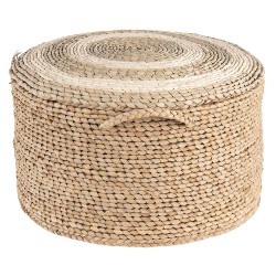 Clayre & Eef Pouf Ø 40x23 cm Braun Stroh