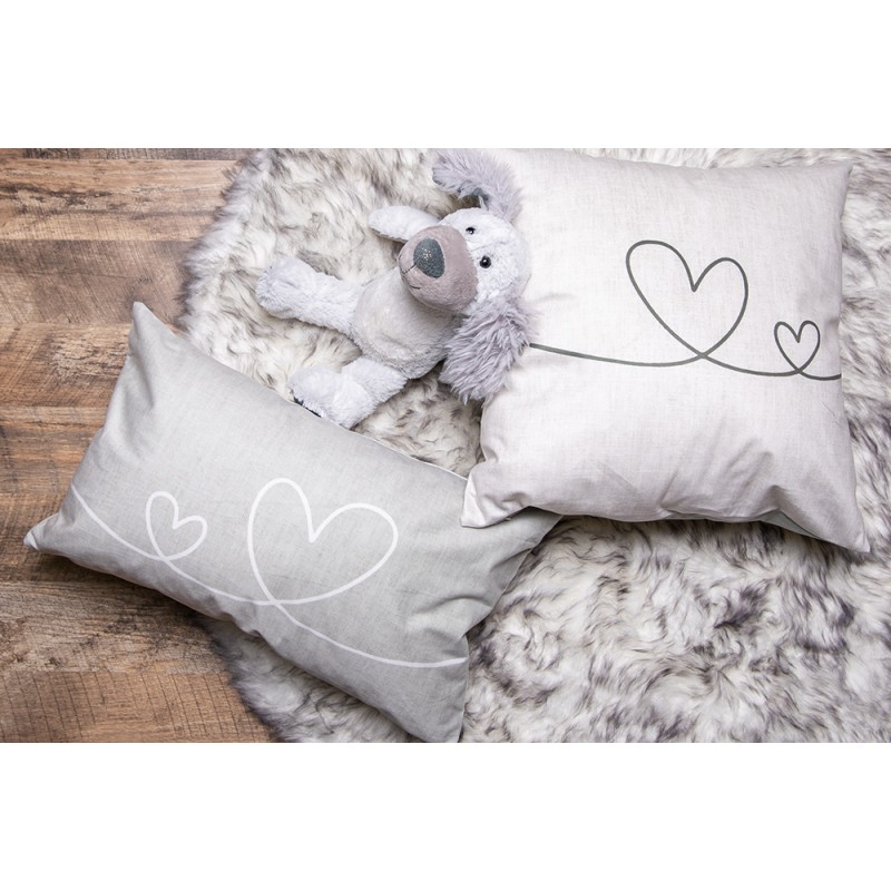 Clayre & Eef Housse de coussin 45x45 cm Beige Vert Polyester Coeurs
