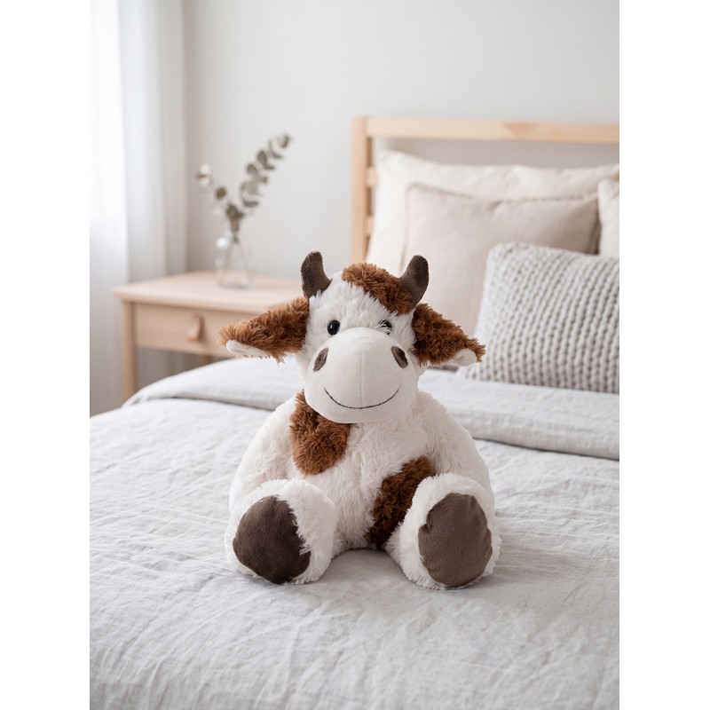 Clayre & Eef Peluche Vache 24x25x29 cm Blanc Marron Peluche