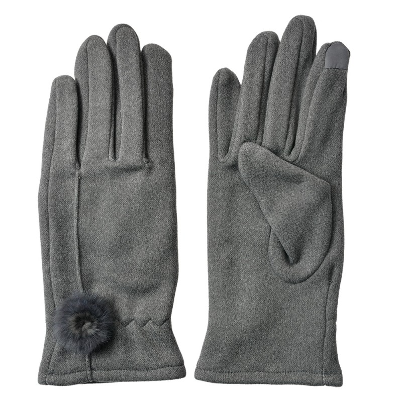 Clayre & Eef Handschoenen Winter 9x23 cm Grijs Polyester