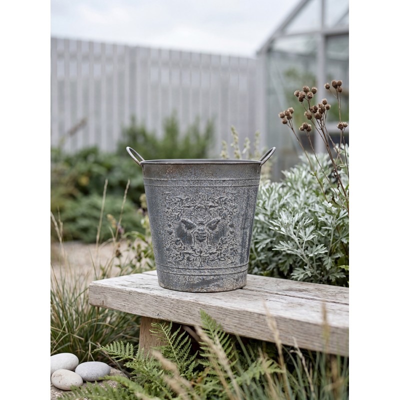 Clayre & Eef Pot de fleurs 35x22x32 cm Gris Métal