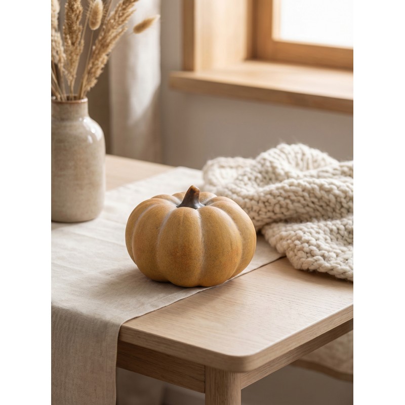Clayre & Eef Decorazione Zucca Ø 15x10 cm Giallo Ceramica