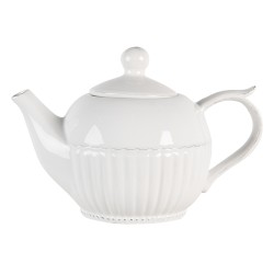 Clayre & Eef Theepot 750 ml Wit Dolomiet