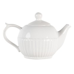 Clayre & Eef Theepot 750 ml Wit Dolomiet
