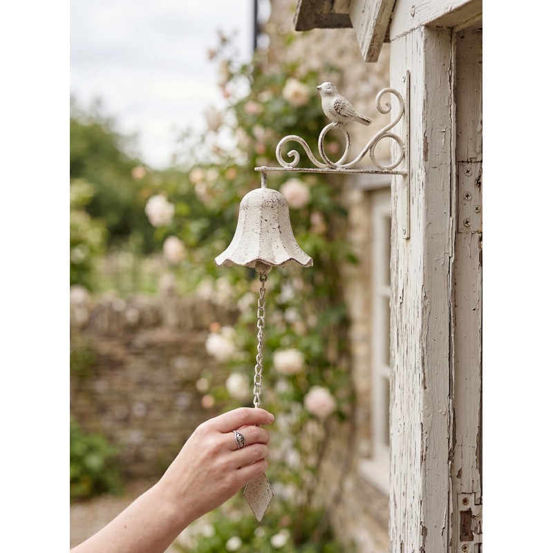 Clayre & Eef Sonnette ancienne 24x10x49 cm Blanc Fer