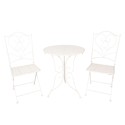 Clayre & Eef Set da bistrot Tavolo da bistrot Sedia da bistrot 3 pezzi Ø 60x70 Bianco Ferro