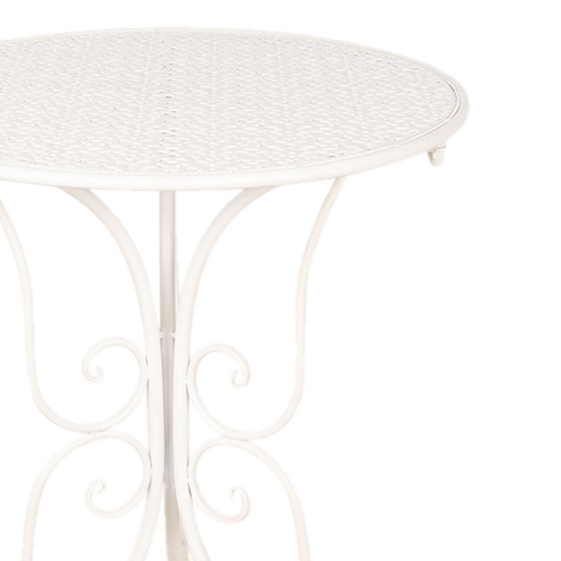 Clayre & Eef Set da bistrot Tavolo da bistrot Sedia da bistrot 3 pezzi Ø 60x70 Bianco Ferro