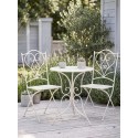 Clayre & Eef Ensemble bistro Table de bistrot Chaises bistrot set de 3 Ø 60x70 Blanc Fer