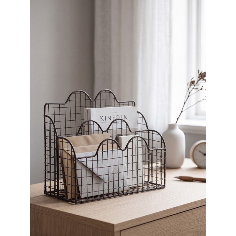 Clayre & Eef Brievenhouder 27x12x22 cm Bruin Metaal