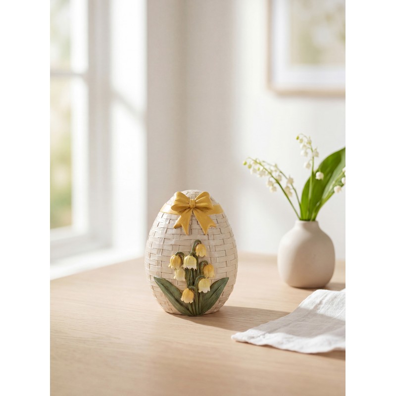 Clayre & Eef Image de décoration Œuf 9x8x10 cm Beige Plastique