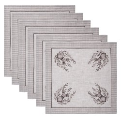 Clayre & Eef Servetten Katoen Set van 6 40x40 cm Beige Katoen Hert