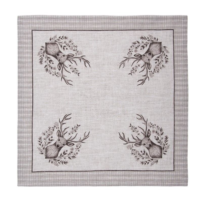 Clayre & Eef Servietten Baumwolle 6er Set 40x40 cm Beige Baumwolle Hirsch