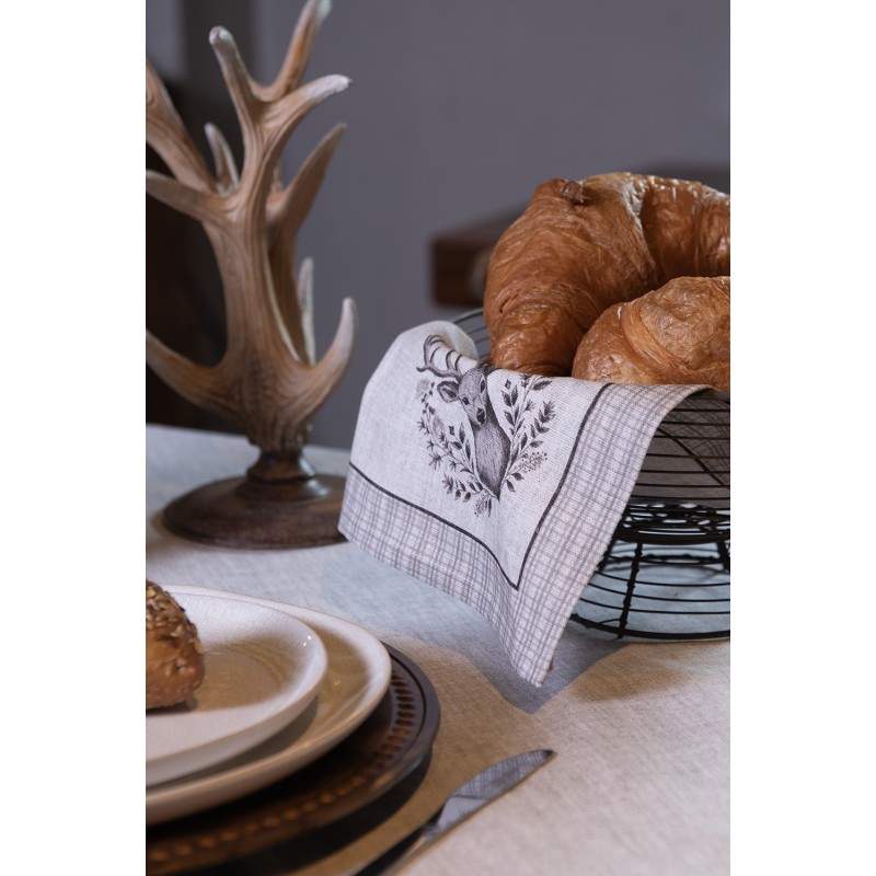 Clayre & Eef Servietten Baumwolle 6er Set 40x40 cm Beige Baumwolle Hirsch