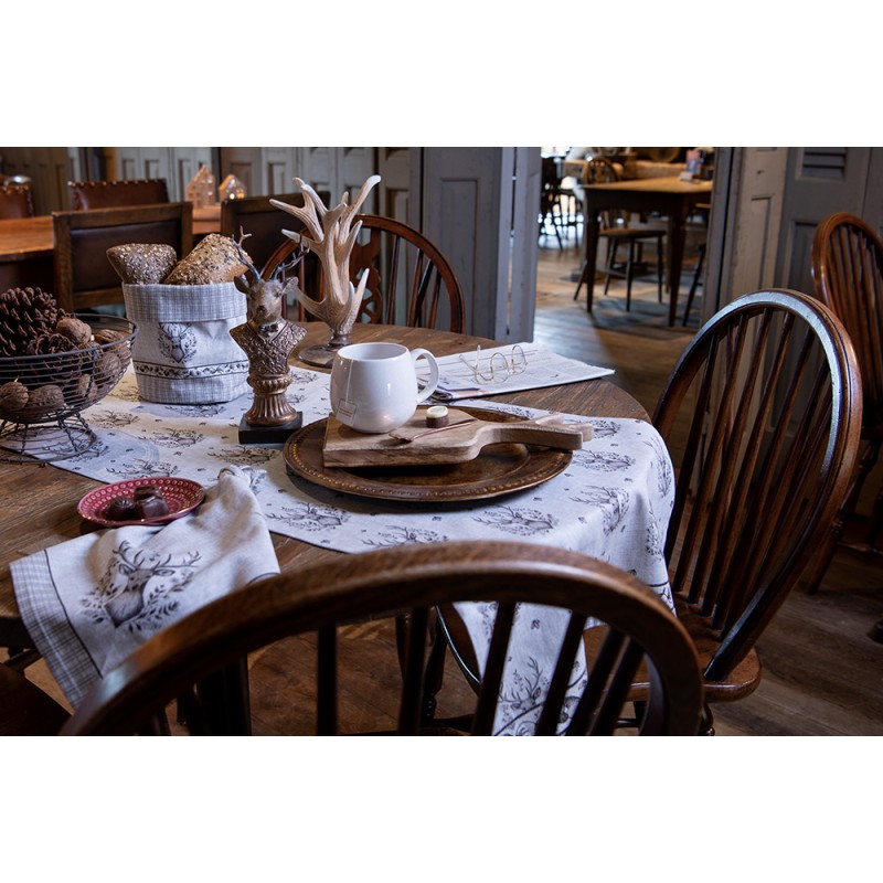 Clayre & Eef Servietten Baumwolle 6er Set 40x40 cm Beige Baumwolle Hirsch