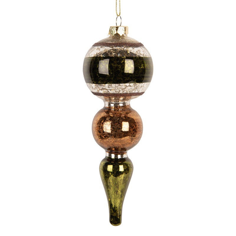 Clayre & Eef Boule de Noël Ø 6x17 cm Vert Verre