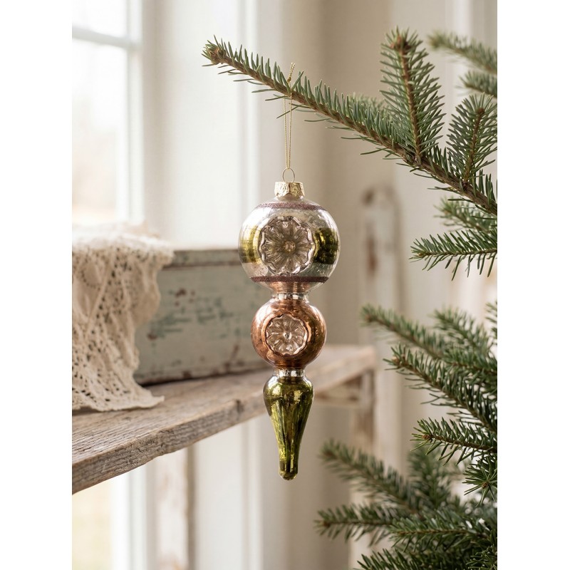 Clayre & Eef Boule de Noël Ø 6x17 cm Vert Verre