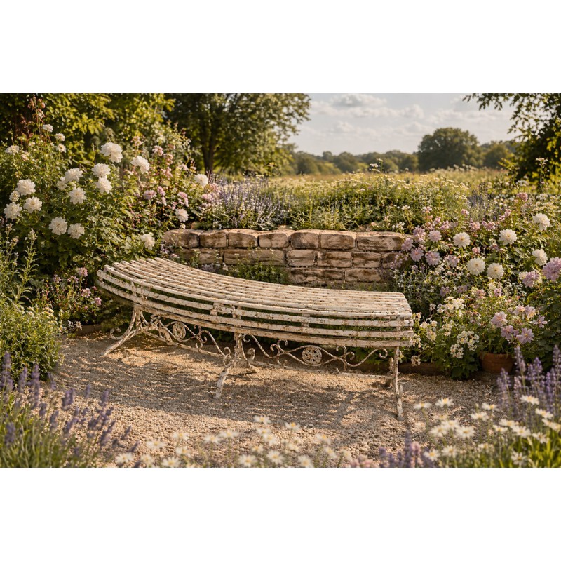 Clayre & Eef Panca da giardino 157x55x48 cm Beige Metallo
