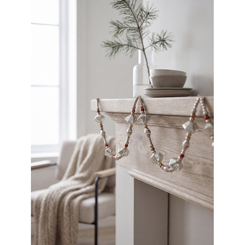 Clayre & Eef Decoration Christmas Garland Ø 2x180 cm Gold colored Glass
