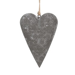 Clayre & Eef Decorazione pendente Cuore 8 cm Grigio Metallo