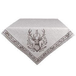 Clayre & Eef Tafelkleed 100x100 cm Beige Katoen Hert