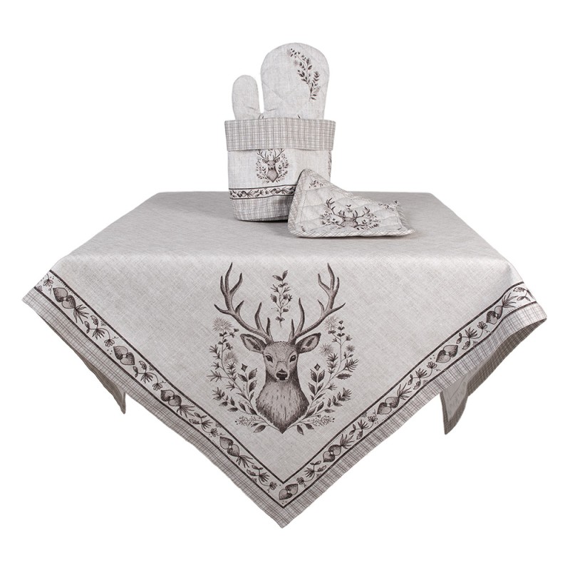 Clayre & Eef Tovaglia 100x100 cm Beige Cotone Cervo