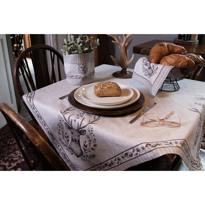 Clayre & Eef Tovaglia 100x100 cm Beige Cotone Cervo