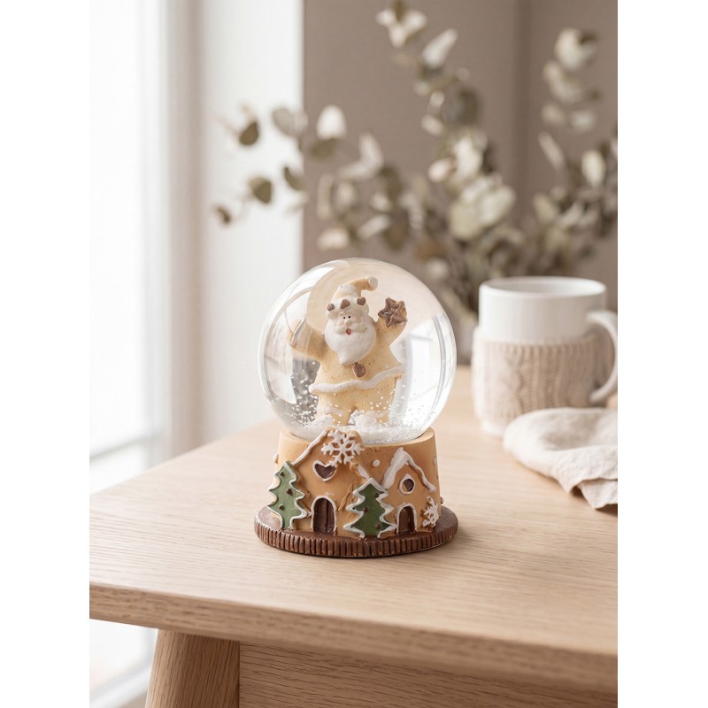 Clayre & Eef Sneeuwbol Ø 5x6 cm Bruin Glas