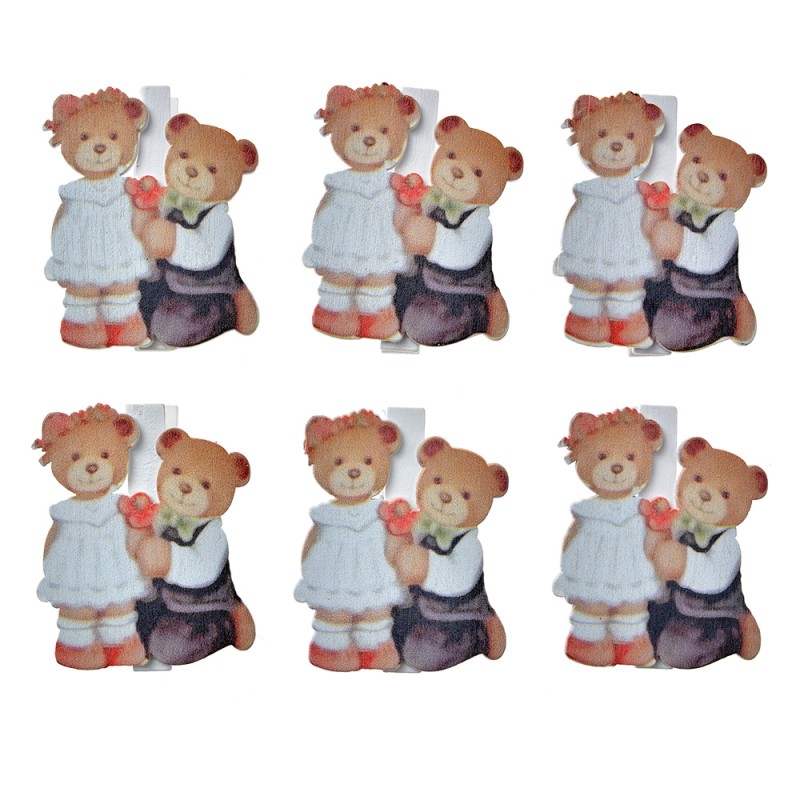 Clayre & Eef Patères décoratives 4x1x5 cm Marron Bois Ours
