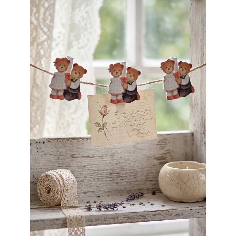 Clayre & Eef Patères décoratives 4x1x5 cm Marron Bois Ours