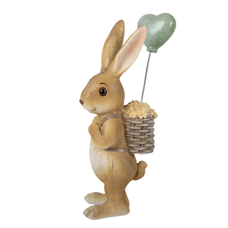 Clayre & Eef Decoratie Beeld Konijn 7x5x17 cm Bruin Kunststof