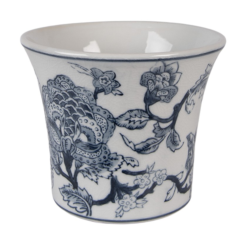 Clayre & Eef Planter Ø 16x13 cm White Blue Ceramic