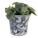 Clayre & Eef Planter Ø 16x13 cm White Blue Ceramic