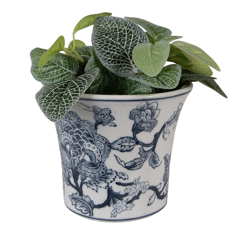 Clayre & Eef Planter Ø 16x13 cm White Blue Ceramic