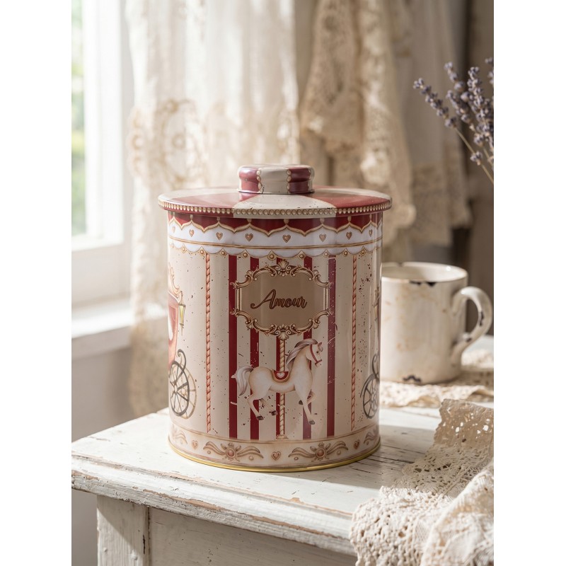 Clayre & Eef Aufbewahrungsdose Ø 15x17 cm Beige Metall