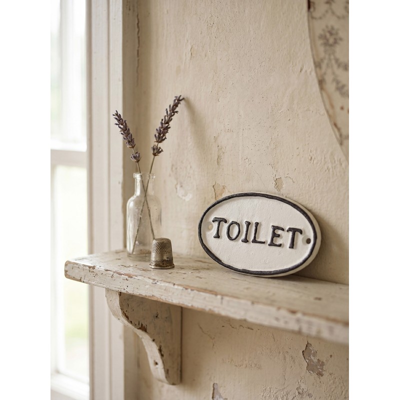 Clayre & Eef Tekstbord 10x1x6 cm Wit Metaal